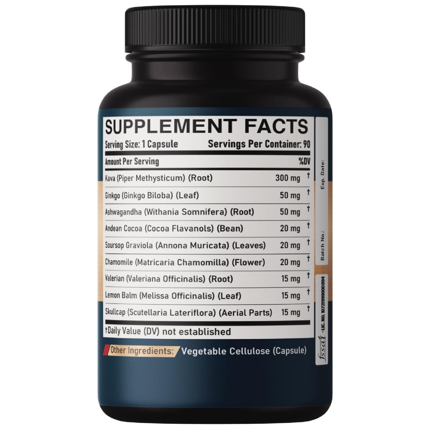 DEDICAD Kava Kava Capsules - 3 Month Supply - 9 Herbs with Ginkgo Biloba, Ashwagandha Root, Andean Cocoa, Graviola Leaf, Chamomile, Valerian, Lemon Balm & Skullcap - Support Mood & Immune - 90 Pills - Maple Wellness Supplements