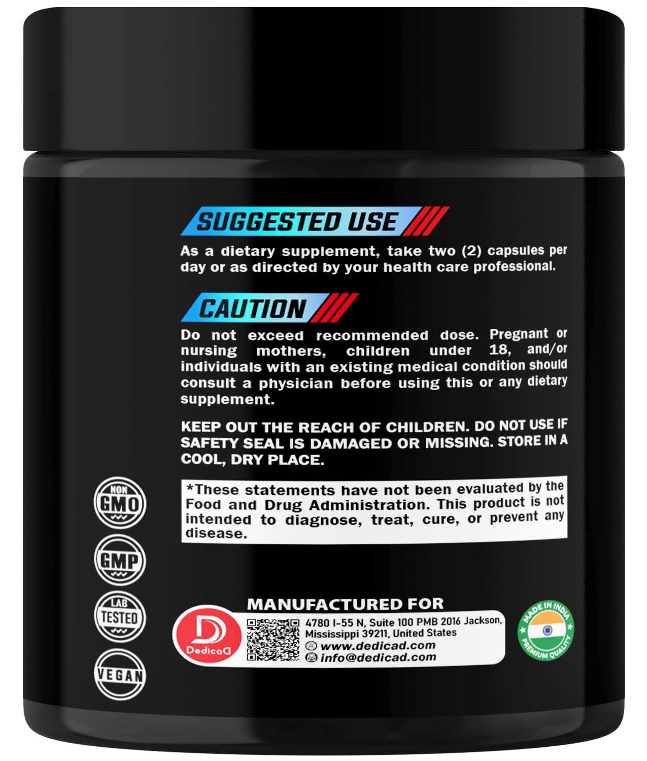DEDICAD NAD.+ Supplement - Combined to Resveratrol, Quercetin, Berberine, Fisetin, TMG and Grape Seed - 60 Capsules - Maple Wellness Supplements