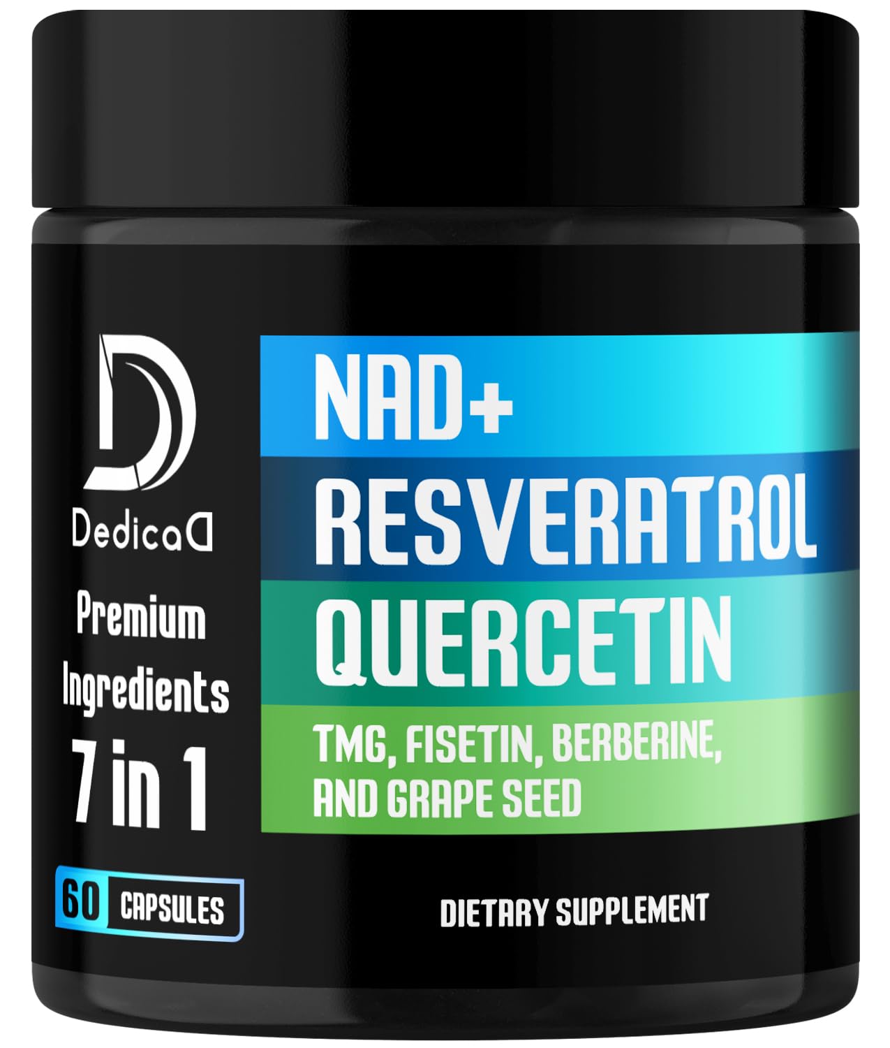 DEDICAD NAD.+ Supplement - Combined to Resveratrol, Quercetin, Berberine, Fisetin, TMG and Grape Seed - 60 Capsules - Maple Wellness Supplements