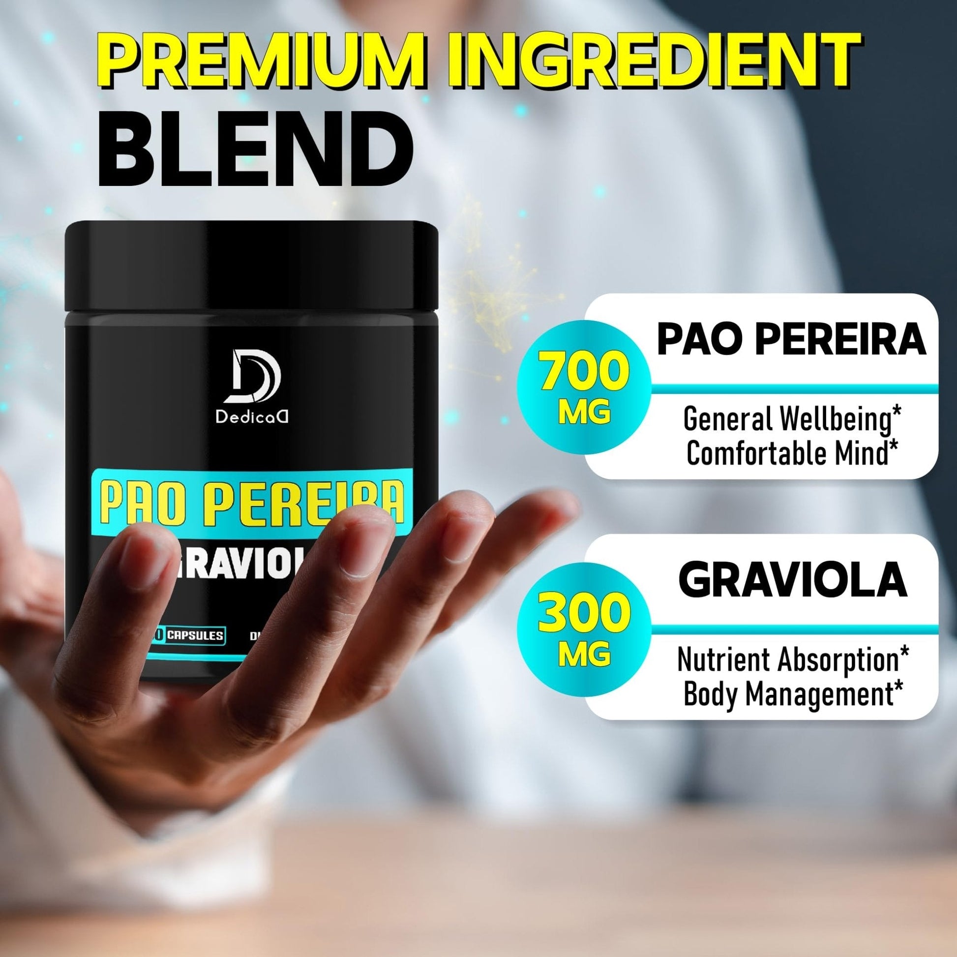 DEDICAD Pao Pereira Bark Extract and Graviola Soursop - 150 Capsules Supply - Maple Wellness Supplements