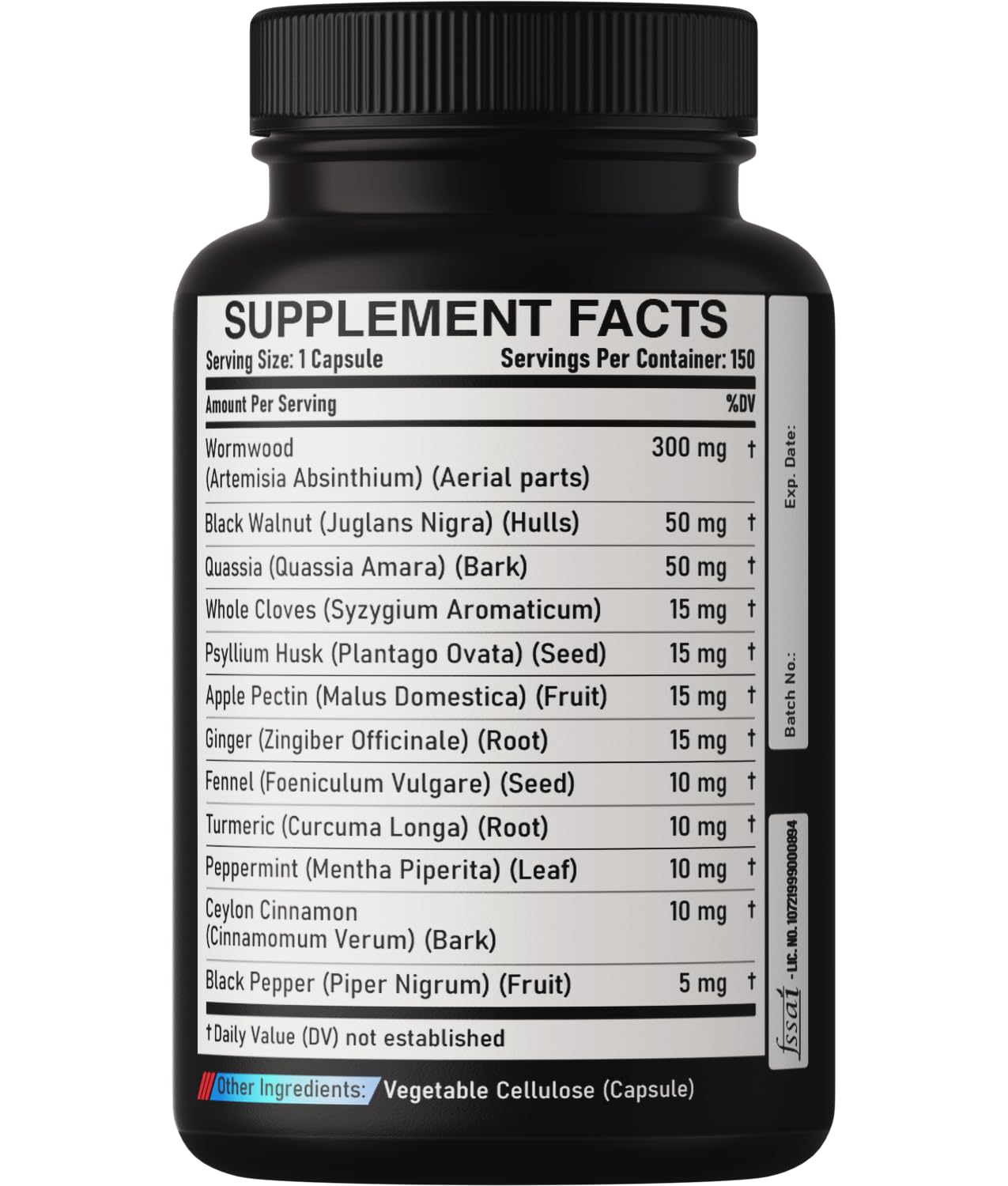 DEDICAD Premium Wormwood Extract Capsules - 5 Month Supply for Immune - 12 Herbs Blended with Black Walnut Leaves, Ginger, Turmeric & More - 150 Counts - Maple Wellness Supplements
