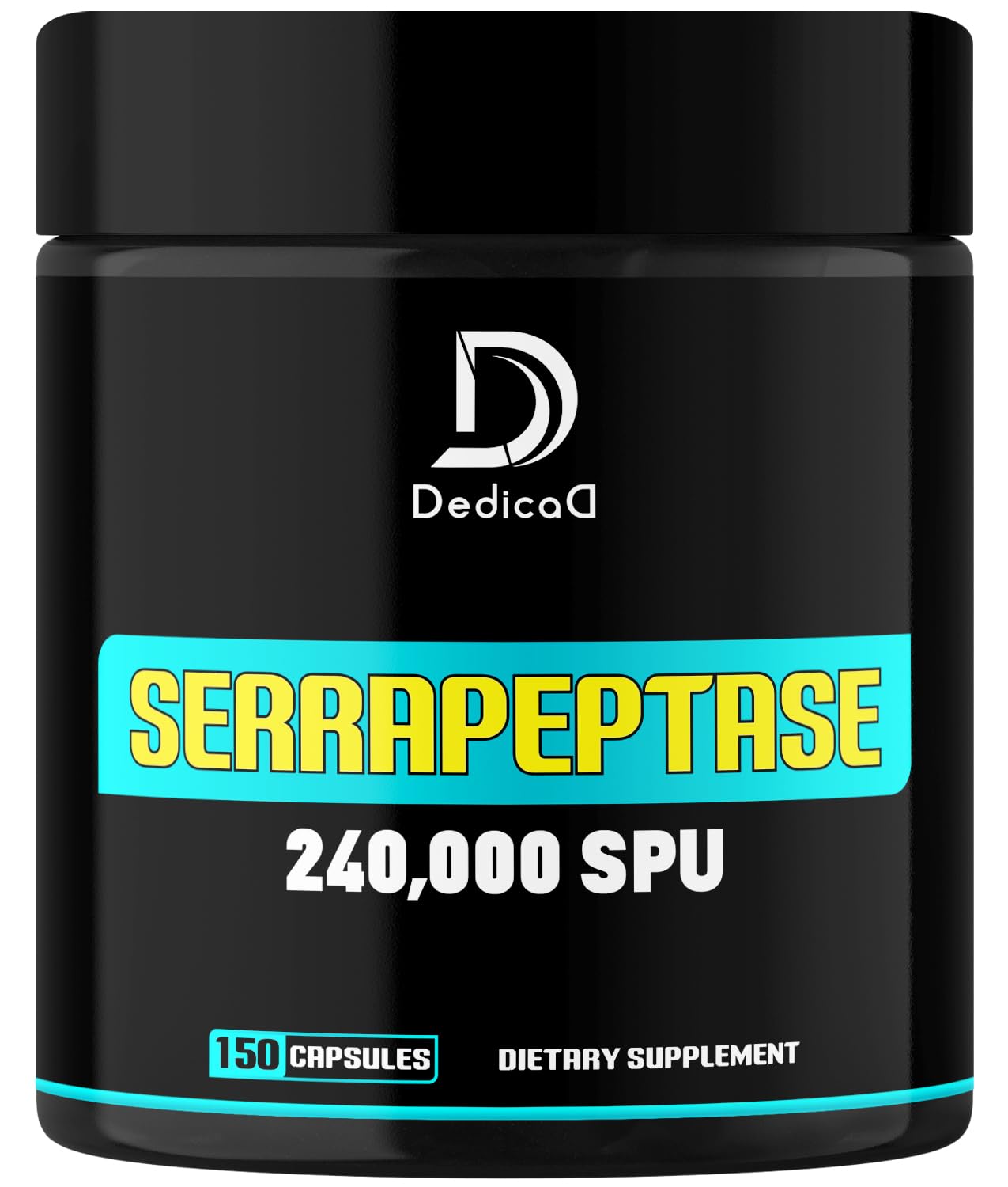DEDICAD Serrapeptase Supplement 240,000 SPU - 150 Capsules for Smooth Breathing, Heart Health & Immune System Support - 75-Serving Supply - Maple Wellness Supplements