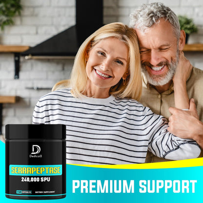 DEDICAD Serrapeptase Supplement 240,000 SPU - 150 Capsules for Smooth Breathing, Heart Health & Immune System Support - 75-Serving Supply - Maple Wellness Supplements