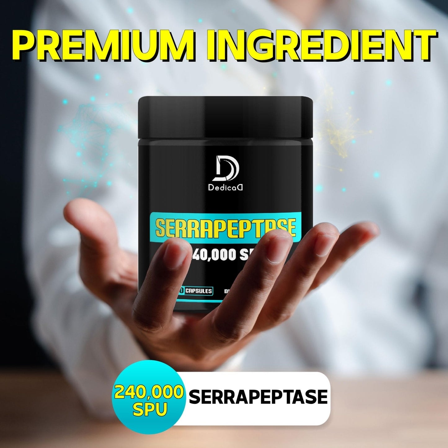 DEDICAD Serrapeptase Supplement 240,000 SPU - 150 Capsules for Smooth Breathing, Heart Health & Immune System Support - 75-Serving Supply - Maple Wellness Supplements
