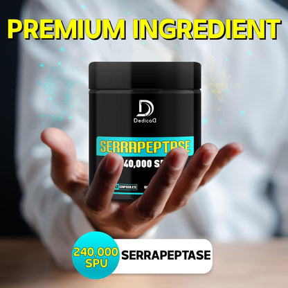DEDICAD Serrapeptase Supplement 240,000 SPU - 150 Capsules for Smooth Breathing, Heart Health & Immune System Support - 75-Serving Supply - Maple Wellness Supplements
