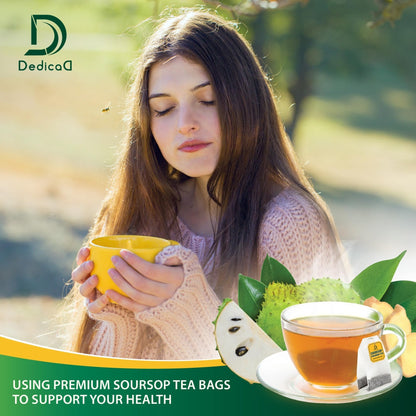 DEDICAD Soursop Leaves Tea Bags with Ginger, 30 Tea bags, 2gr/bag - Non-GMO/Caffeine free - Support Digestion, Well Skin, Immune System - Maple Wellness Supplements