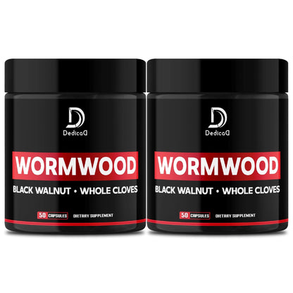 DEDICAD Wormwood Capsules - 12 Herbs Blended Black Walnut, Cloves, Ginger, Turmeric, Cinnamon, Apple, Quassia - 2 Packs 50 Capsules - Maple Wellness Supplements