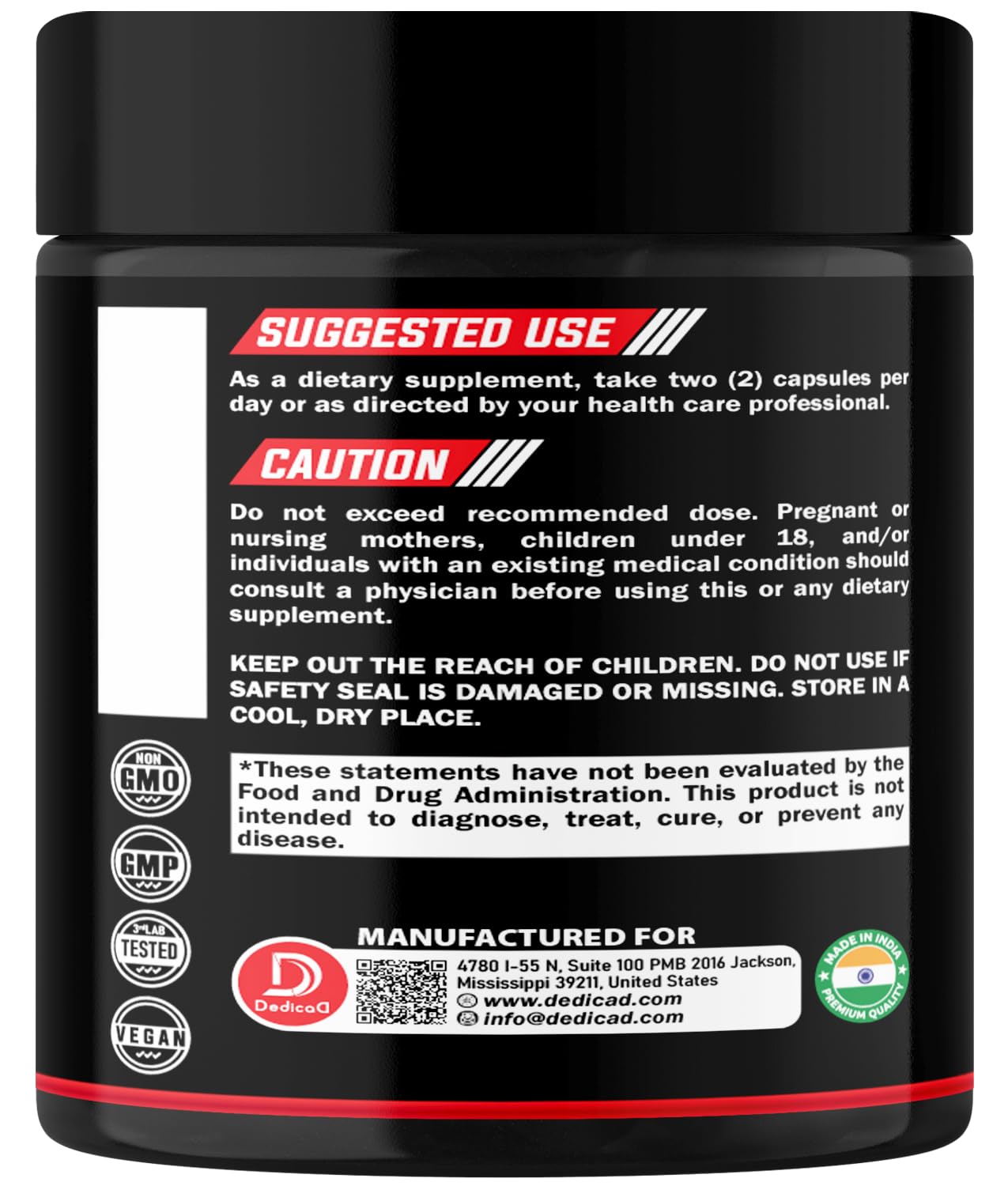 DEDICAD Wormwood Capsules Supplement - Extracted from Black Walnut, Cloves, Turmeric, Apple, Berberine HCl & More - 11 Ingredients Combined for Immune System, Body Management - 60 Capsules - Maple Wellness Supplements