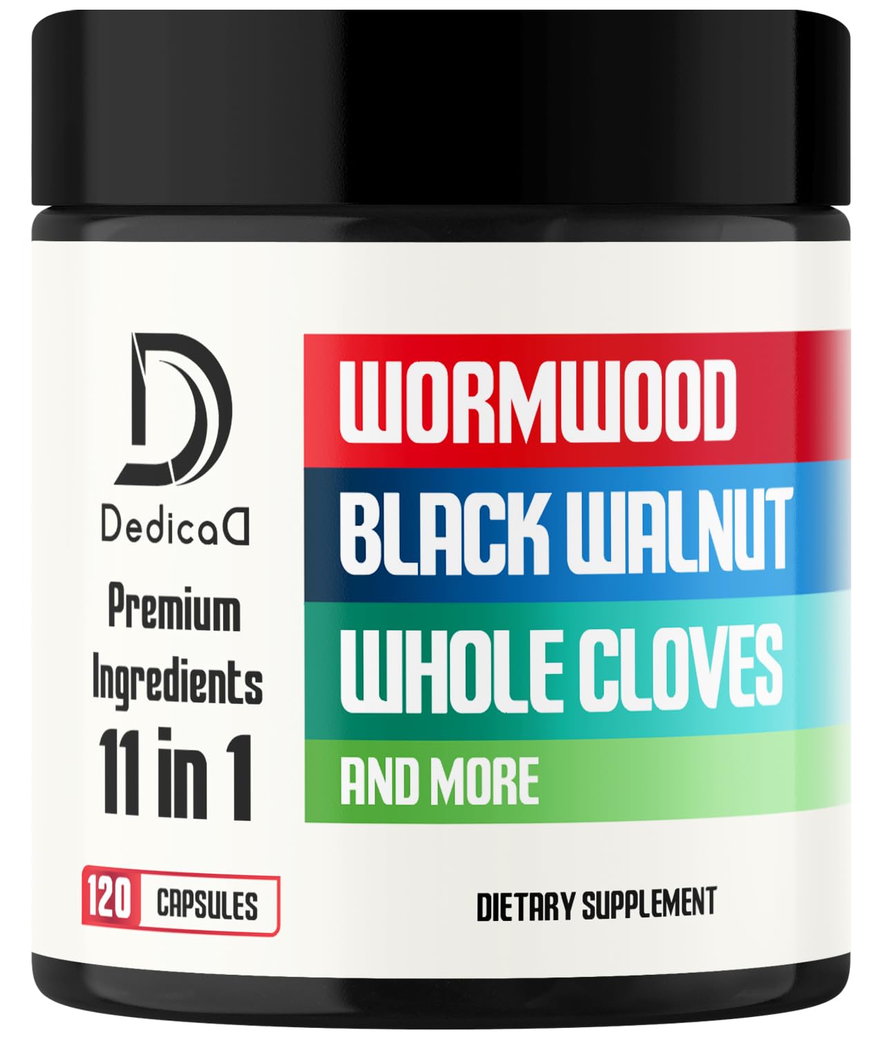 DEDICAD Wormwood Supplement - 120 Capsules Extracted from Black Walnut, Cloves, Turmeric, Apple, Berberine HCl & More - 11 Ingredients Combined for Immune System - 2-Month Supply - Maple Wellness Supplements
