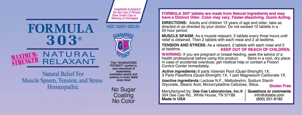 Dee CEE Labs Formula 303 Maximum Strength Tablets, 90 Tablets; All-Natural containing Magnesium for Sore Muscles - Maple Wellness Supplements