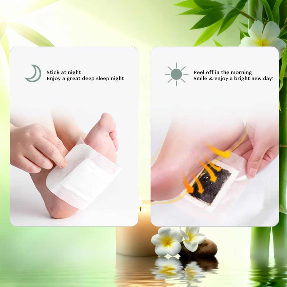 Deep Cleansing Foot Pads, 50 Count Pack with Ginger Oil for Lymphatic Drainage, Stress Relief, Deep Cleansing and Sleep Support - Maple Wellness Supplements