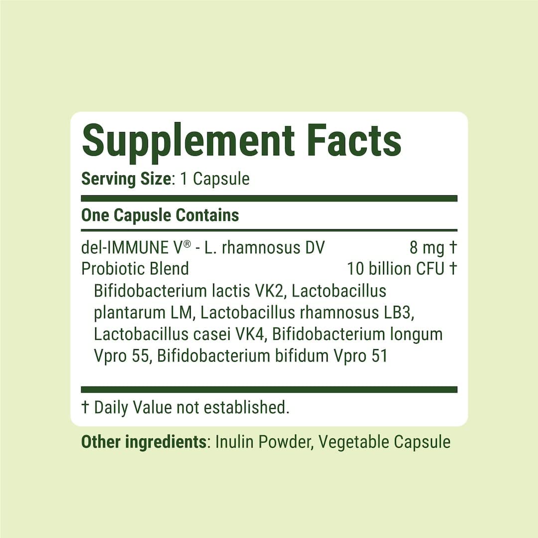 Del-Immune V® + Delpro Probiotic & Prebiotic Blend by Stellar Biotics - Promotes Optimal Gut Health, Digestion, Immune Support & Mood (120 Capsules) - Maple Wellness Supplements