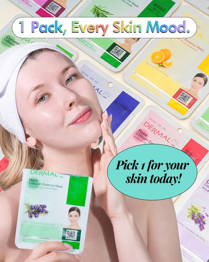 DERMAL 24 Combo Pack Made in Korea Facial Mask – 20+ Years of K-Beauty Experience, - Maple Wellness Supplements
