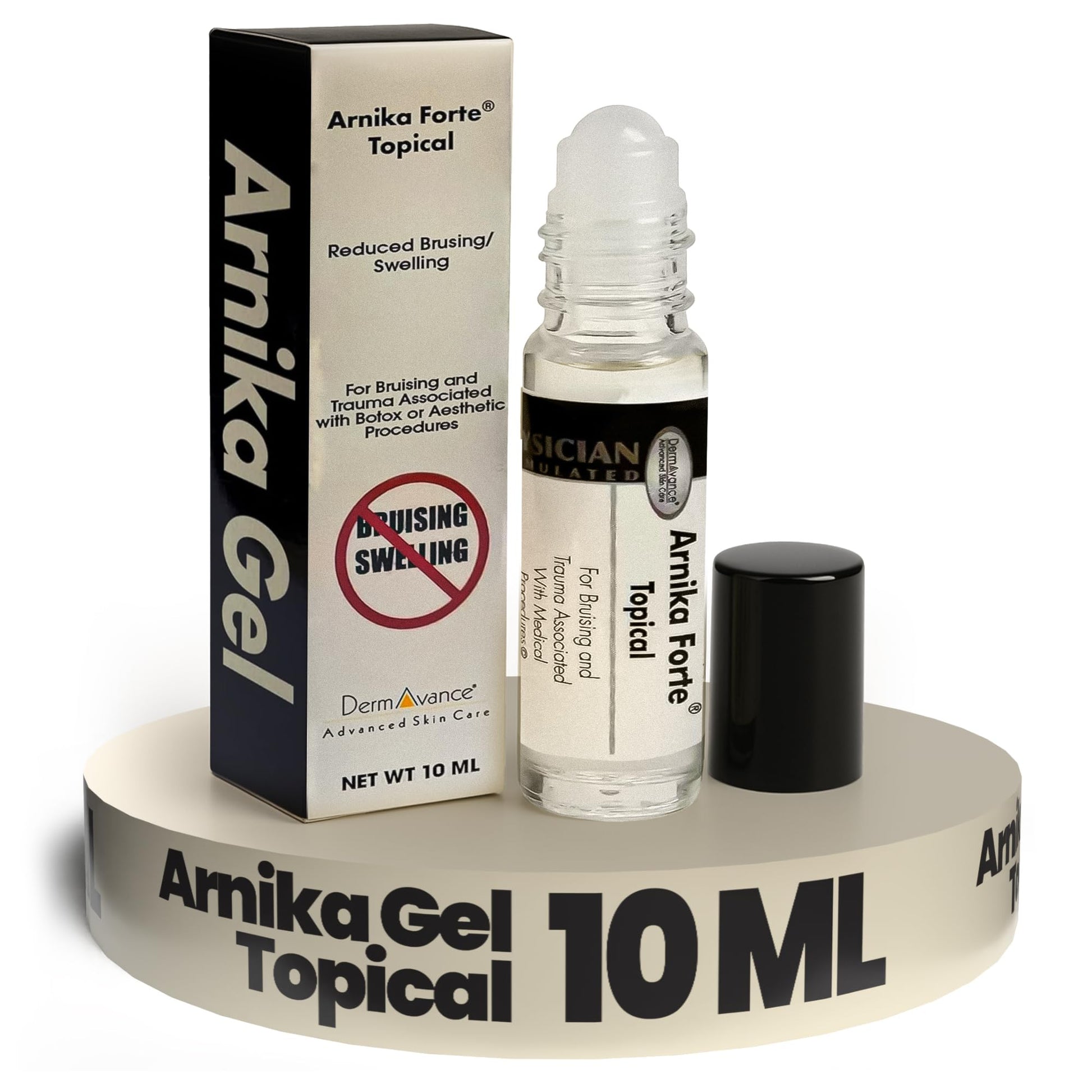 DermAvance Arnika Forte Topical Roll-On, Arnica Gel for Bruising and Swelling After Surgery, Easy-to-Use Arnica Gel Topical for Post-Surgical Care and Sports Injuries, Clear, 10 ml - Maple Wellness Supplements