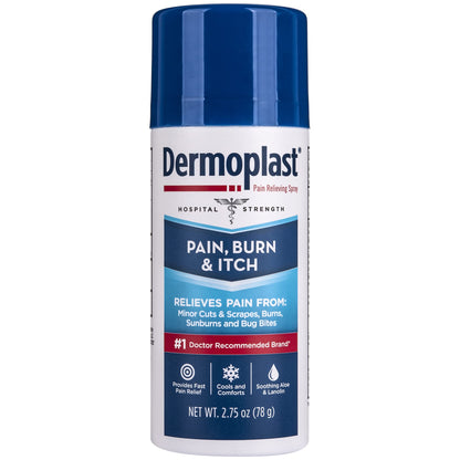 Dermoplast Pain, Burn & Itch Relief Spray for Minor Cuts, Burns and Bug Bites, 2.75 Oz (Packaging May Vary) - Maple Wellness Supplements