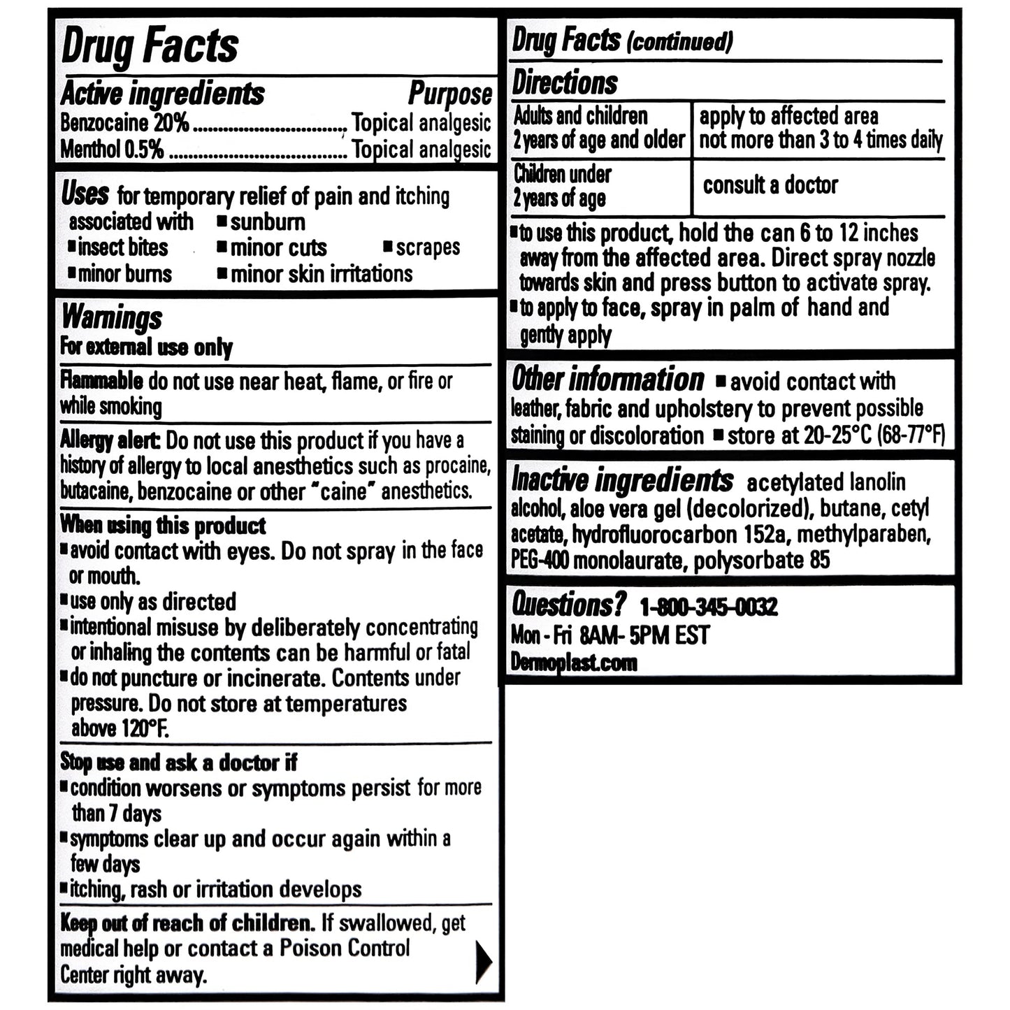 Dermoplast Pain, Burn & Itch Relief Spray for Minor Cuts, Burns and Bug Bites, 2.75 Oz (Packaging May Vary) - Maple Wellness Supplements