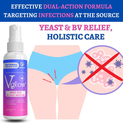 Dermveda Boric Acid BV Relief for Women - Natural Yeast Infection, Odor, Itch Relief Solution - Treats Yeast Infection Symptoms with Effective Boric Acid Formula. - Maple Wellness Supplements