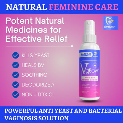 Dermveda Boric Acid BV Relief for Women - Natural Yeast Infection, Odor, Itch Relief Solution - Treats Yeast Infection Symptoms with Effective Boric Acid Formula. - Maple Wellness Supplements