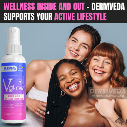 Dermveda Boric Acid BV Relief for Women - Natural Yeast Infection, Odor, Itch Relief Solution - Treats Yeast Infection Symptoms with Effective Boric Acid Formula. - Maple Wellness Supplements