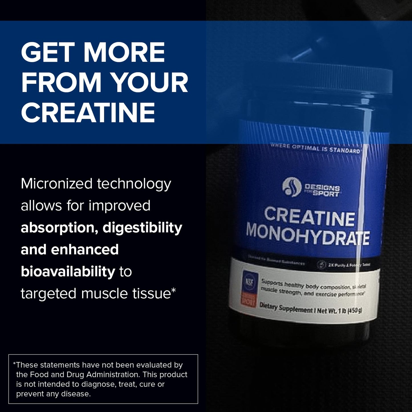 Designs for Sport Creatine Monohydrate Powder - NSF Certified for Sport Creatine - Maple Wellness Supplements