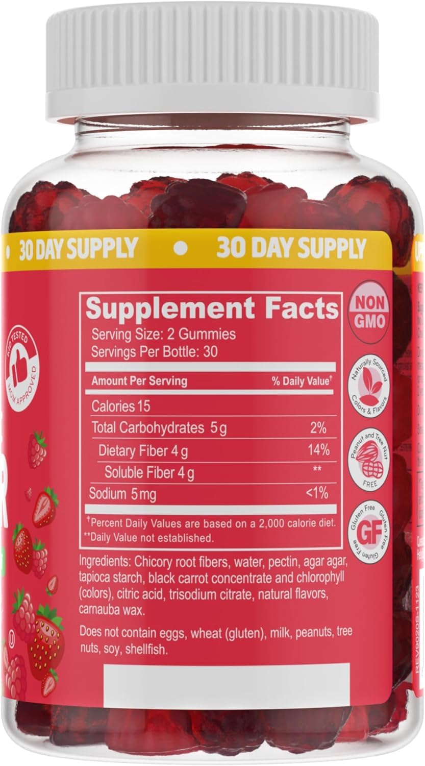 Desired Life Prebiotic Fiber Gummies for Adults and Kids – 4g Sugar Free Natural Berry Flavored Gummies - Supports Digestive Health - Maple Wellness Supplements