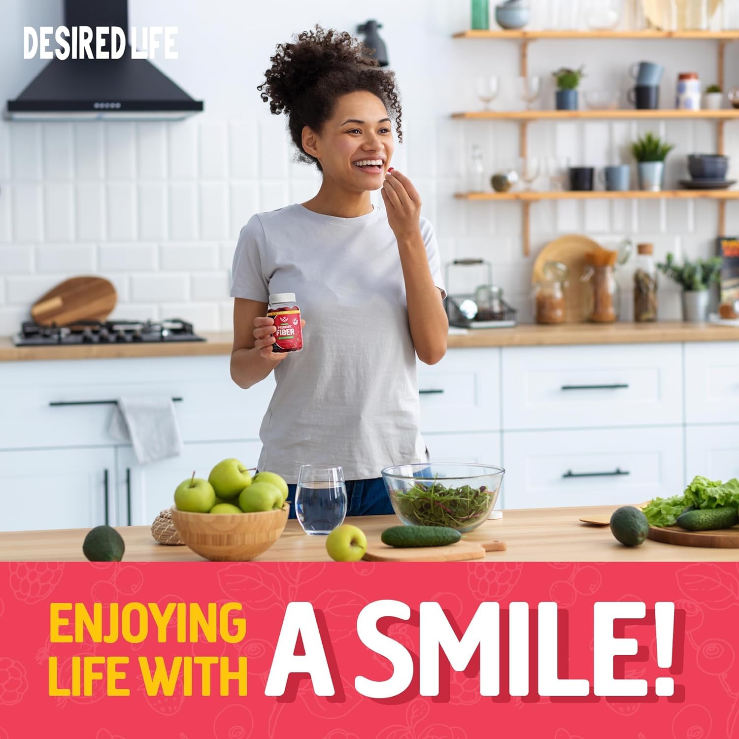 Desired Life Prebiotic Fiber Gummies for Adults and Kids – 4g Sugar Free Natural Berry Flavored Gummies - Supports Digestive Health - Maple Wellness Supplements