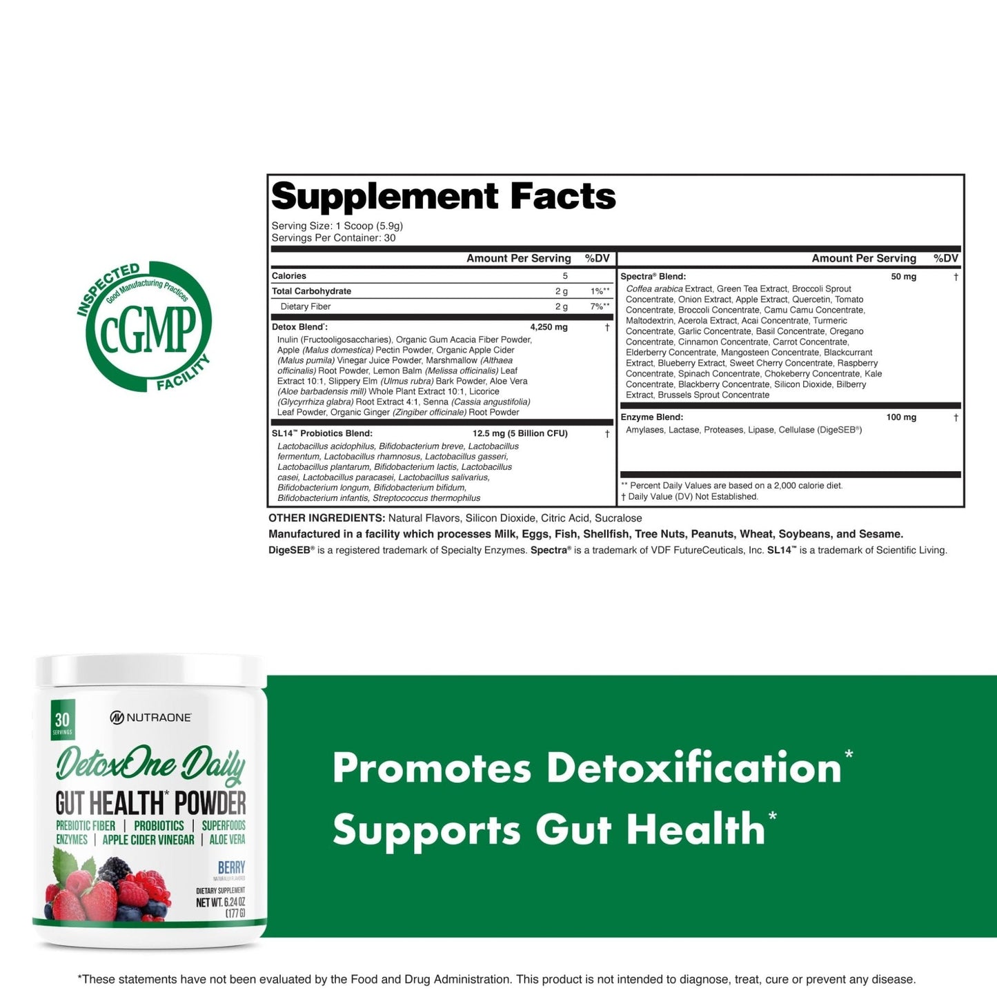 DetoxOne Daily Gut Health Powder* | Supports Normal/Healthy Digestive Function*| Promotes Detoxification*| Boost Energy & Improves Nutrient Absorption* - Maple Wellness Supplements