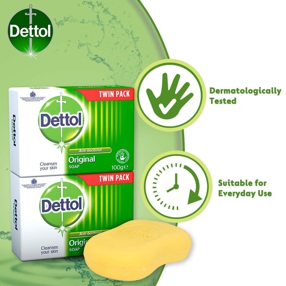 Dettol Anti Bacterial Original Soap 100g Twin Pack Dermatologically Tested - Maple Wellness Supplements