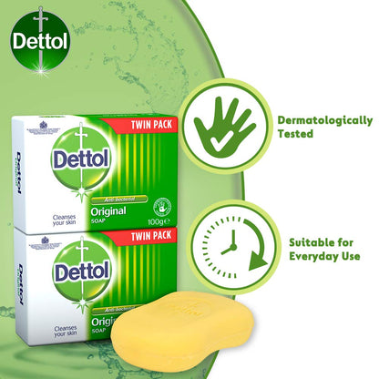 Dettol Anti Bacterial Original Soap 100g Twin Pack Dermatologically Tested - Maple Wellness Supplements
