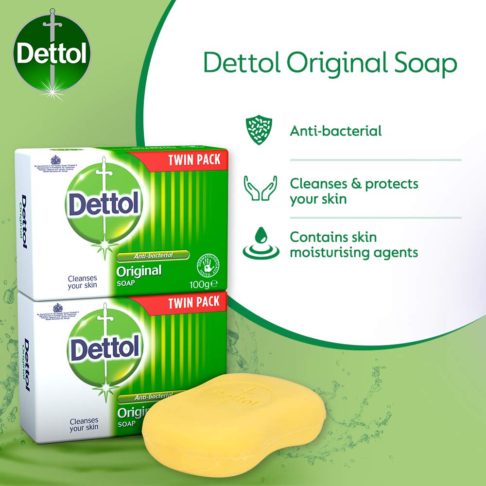 Dettol Anti Bacterial Original Soap 100g Twin Pack Dermatologically Tested - Maple Wellness Supplements