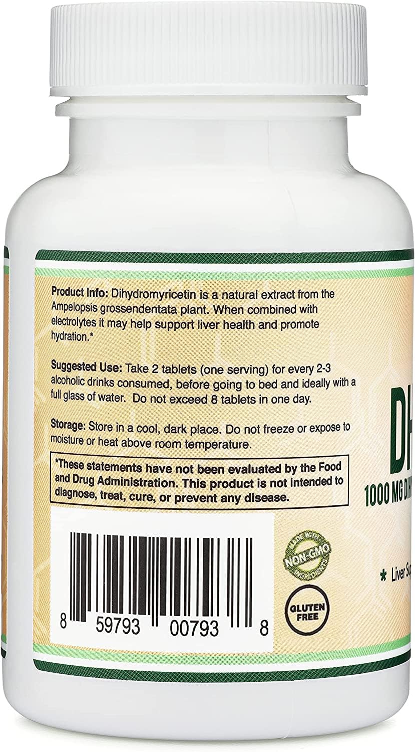 DHM1000 Dihydromyricetin (DHM) Tablets - Most Powerful DHM Supplement on The Market - 1,000mg per Capsule (30 Count) Enhanced with Electrolytes - Maple Wellness Supplements
