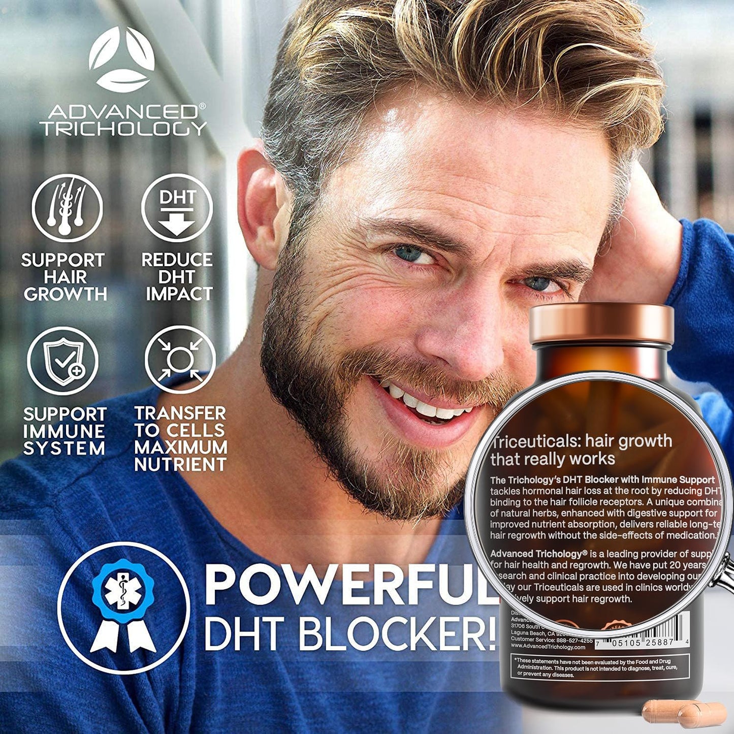 DHT Blocker - Hair Growth Supplement for Genetic Thinning for Men and Women | Approved* by American Hair Loss Association | Guaranteed, Backed by 20 Years - Maple Wellness Supplements