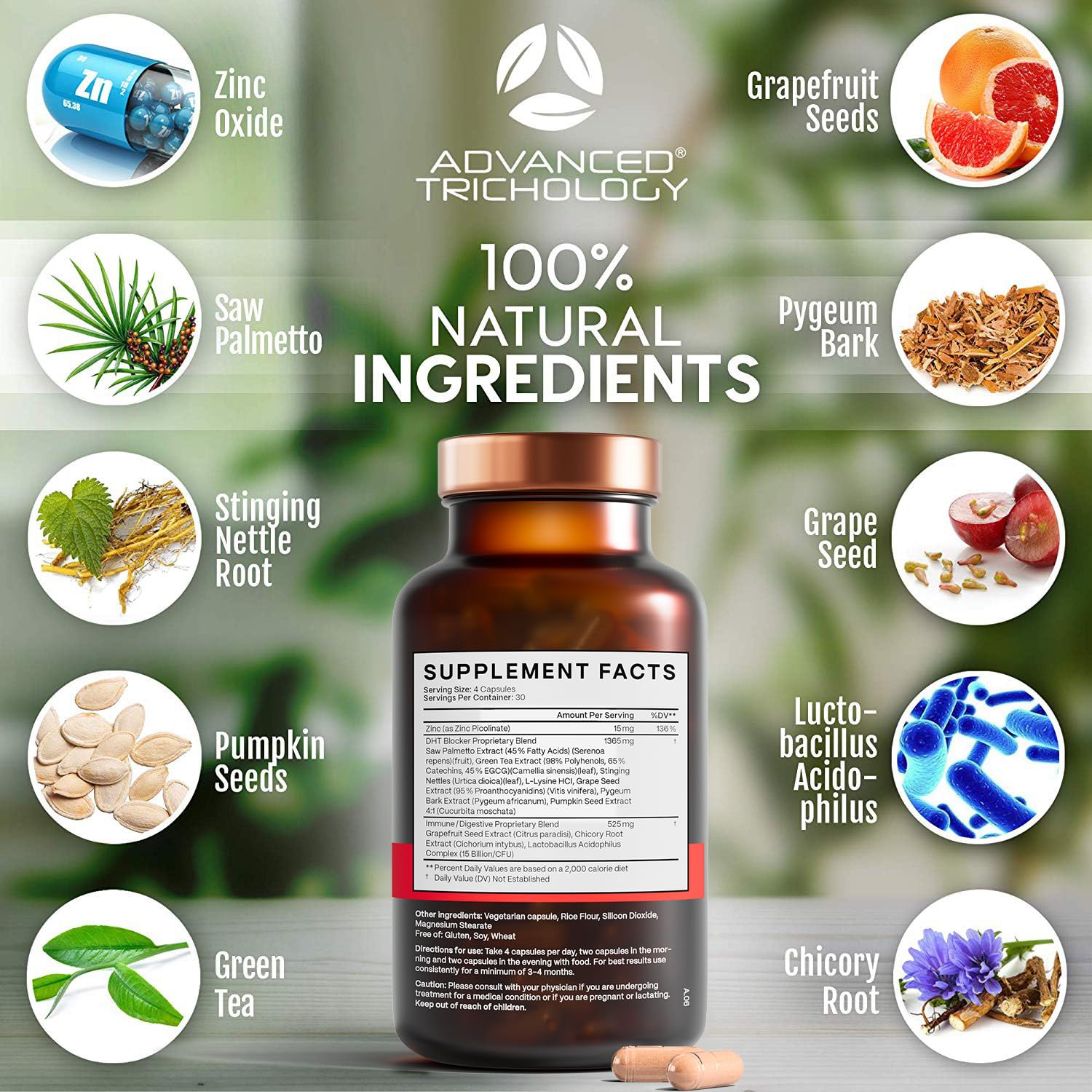 DHT Blocker - Hair Growth Supplement for Genetic Thinning for Men and Women | Approved* by American Hair Loss Association | Guaranteed, Backed by 20 Years - Maple Wellness Supplements