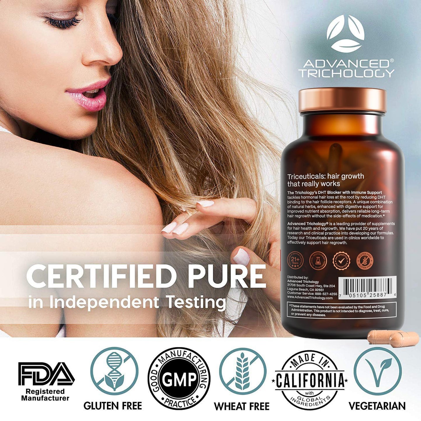 DHT Blocker - Hair Growth Supplement for Genetic Thinning for Men and Women | Approved* by American Hair Loss Association | Guaranteed, Backed by 20 Years - Maple Wellness Supplements