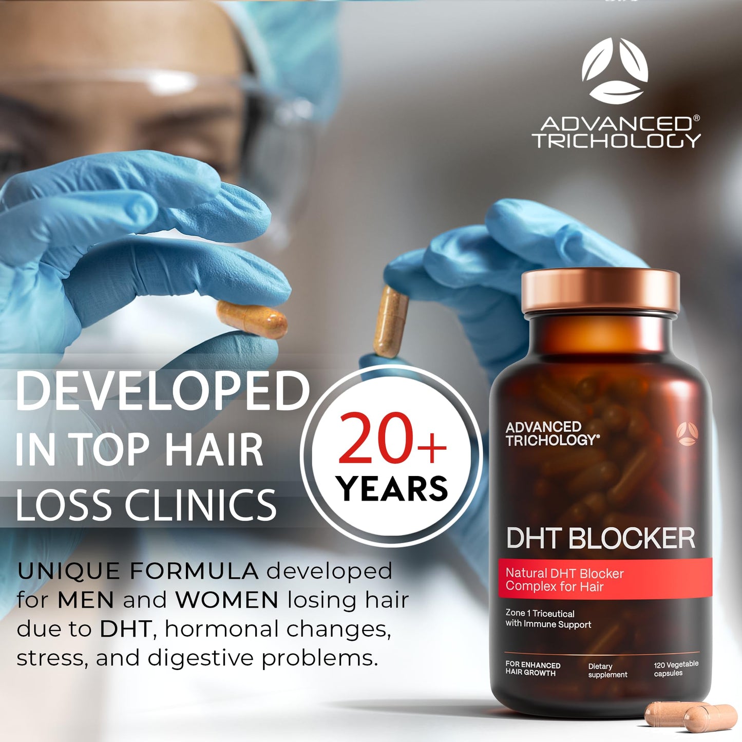 DHT Blocker - Hair Growth Supplement for Genetic Thinning for Men and Women | Approved* by American Hair Loss Association | Guaranteed, Backed by 20 Years - Maple Wellness Supplements