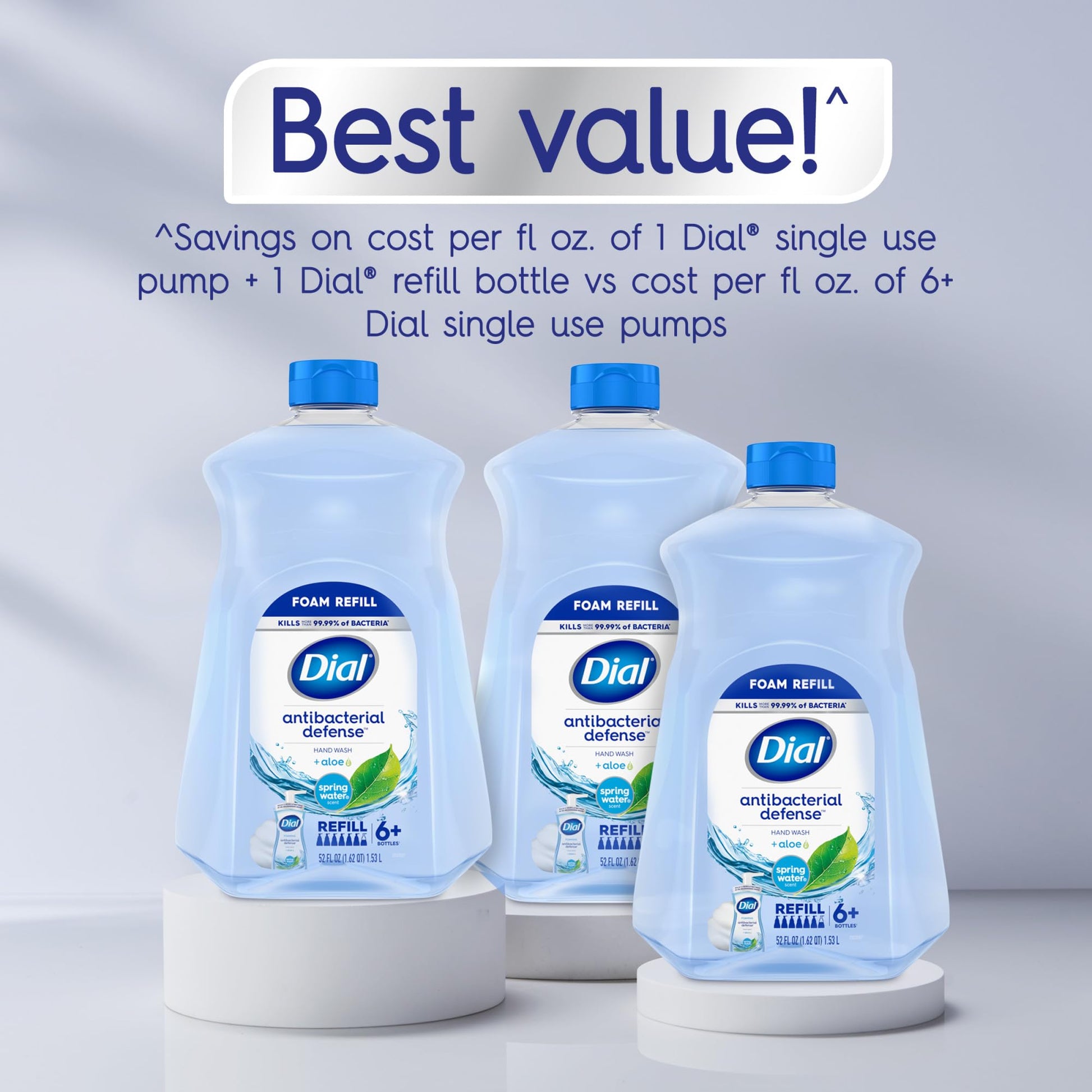 Dial Antibacterial Defense Foaming Hand Soap + Aloe, Spring Water Scent, 52 Fl Oz Hand Soap Refill - Maple Wellness Supplements