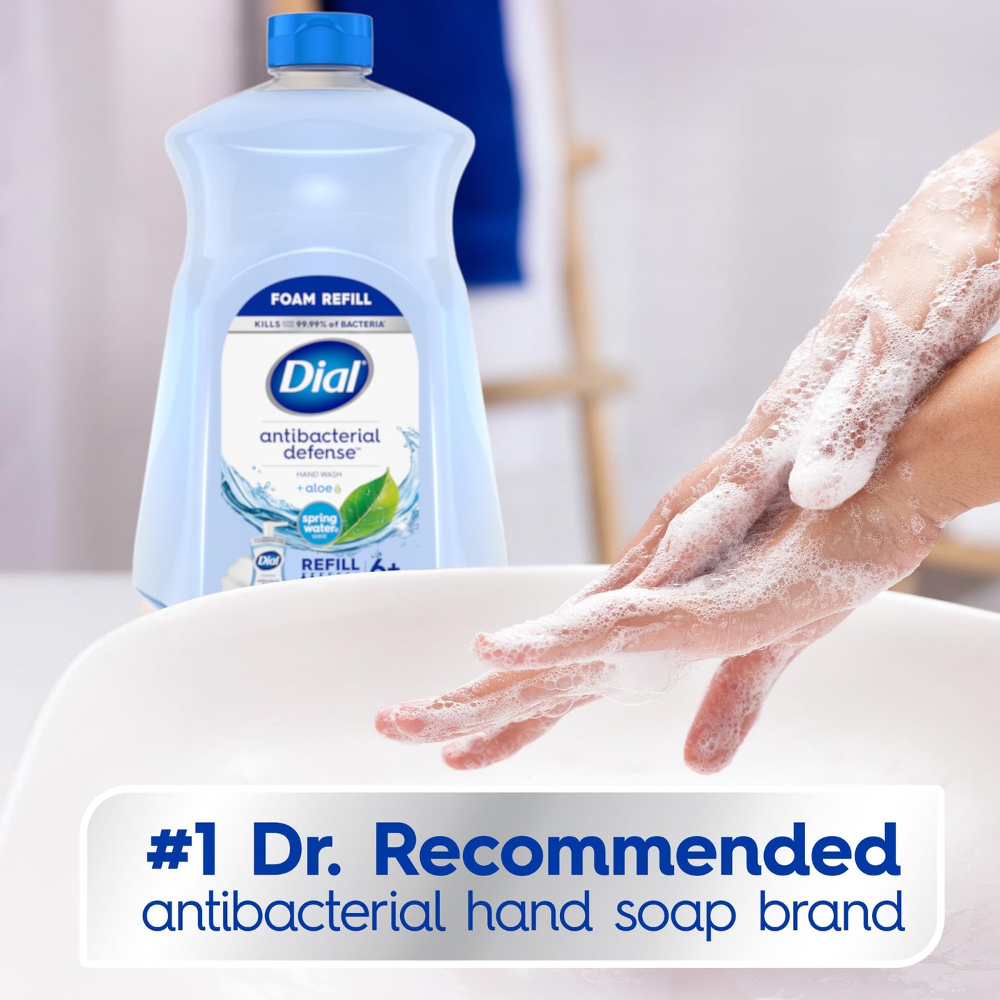 Dial Antibacterial Defense Foaming Hand Soap + Aloe, Spring Water Scent, 52 Fl Oz Hand Soap Refill - Maple Wellness Supplements