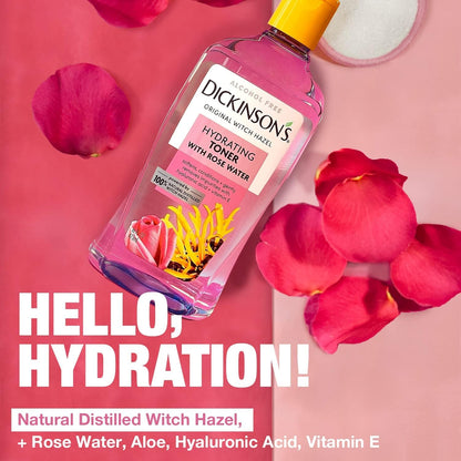 Dickinson's Enhanced Witch Hazel Hydrating Toner with Rosewater, Alcohol Free, 98% Natural Formula, 16 Fl Oz (Pack of 1) - Maple Wellness Supplements