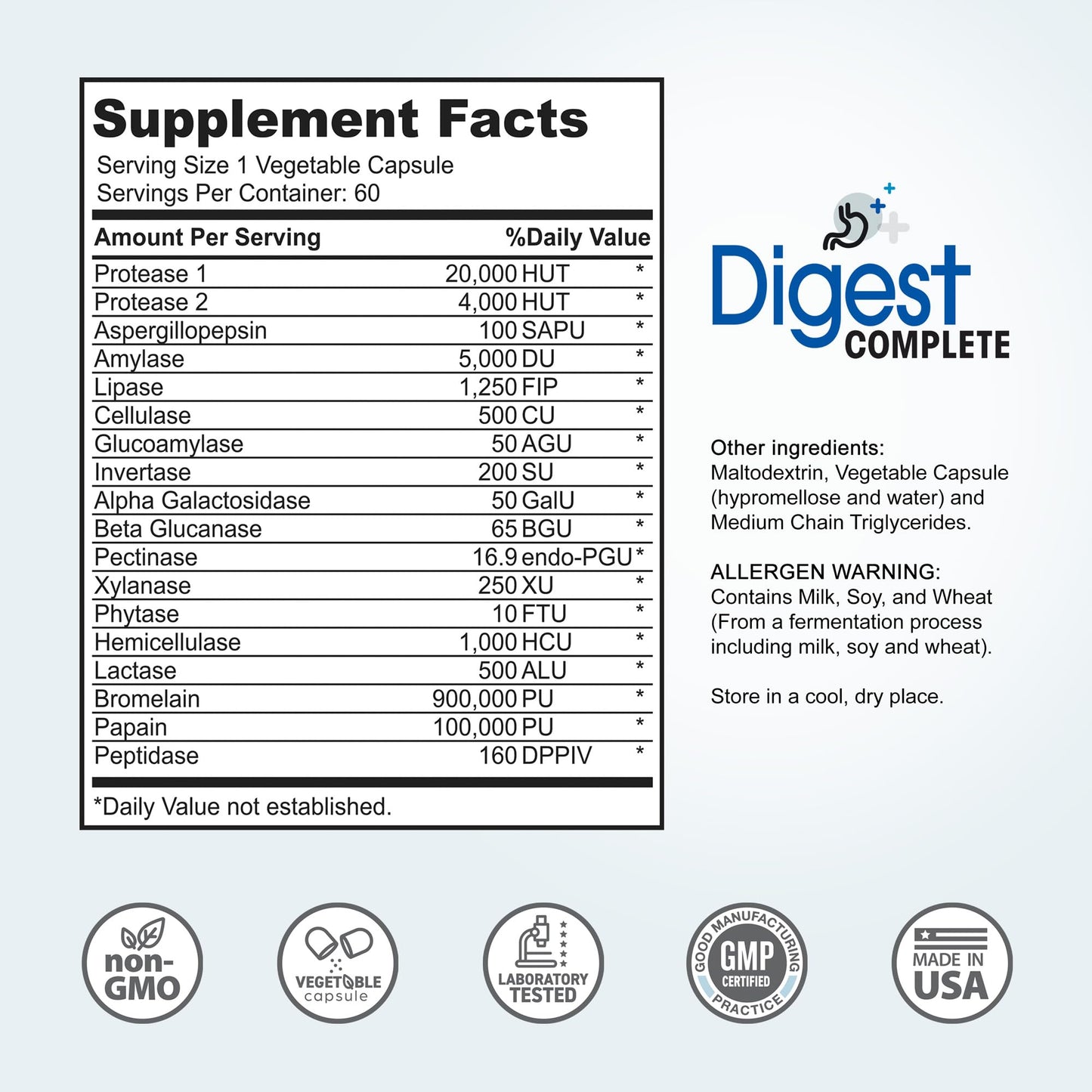Digest Complete 2-in-1 Probiotic Digestive Enzymes, 60 Capsules - Maple Wellness Supplements