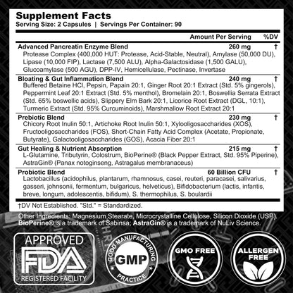 DIGESTIVAL 5-in-1 Gut Health Formula: Probiotics, Prebiotics, Enzymes, Gut Healing & Bloat Relief with 53 Ingredients, 60 Billion CFU, and Advanced Support for IBS, - Maple Wellness Supplements