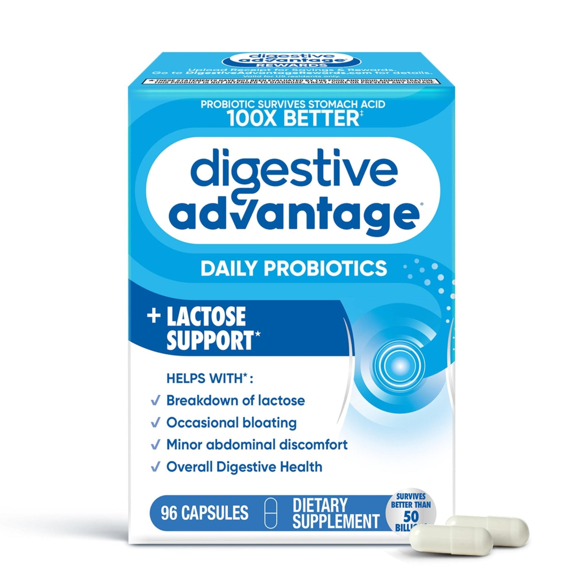 Digestive Advantage Lactose Defense Capsules (96 Count In A Box), Helps Breaks Down Lactose and Defend Against Digestive Upset - Maple Wellness Supplements