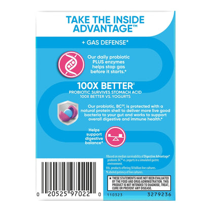 Digestive Enzyme and Probiotic Capsule- Digestive Advantage 32 Capsules, Survives 100x Better than regular 50 billion CFU, Breaks down food, helps prevent gas - Maple Wellness Supplements