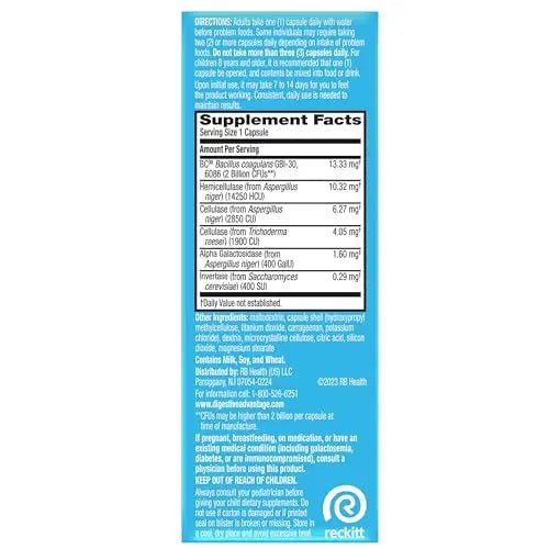 Digestive Enzyme and Probiotic Capsule- Digestive Advantage 32 Capsules, Survives 100x Better than regular 50 billion CFU, Breaks down food, helps prevent gas - Maple Wellness Supplements