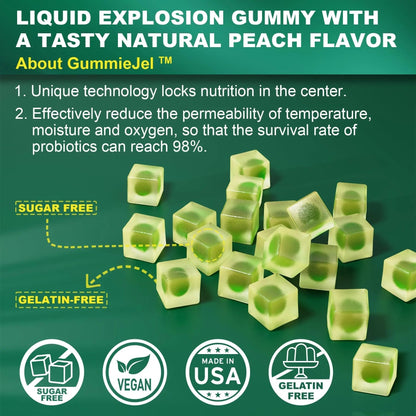 Digestive Enzymes Gummies for Women & Men, Multi-Enzymes with 90Billion CFU Probiotics and Prebiotics & Postbiotic, Vegetable & Fruit Fiber Blend, Super Enzymes for Digestive & Gut Health,Immune,60Cts - Maple Wellness Supplements