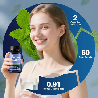 Digestive Enzymes Postbiotics Prebiotics Probiotics for Women Men, 200 Billion CFU 36 Probiotic Strains - Complete Gut, Digestive, Regularity, Gas, Bloating & Immune Support Supplement, Vegan, 60 Days - Maple Wellness Supplements