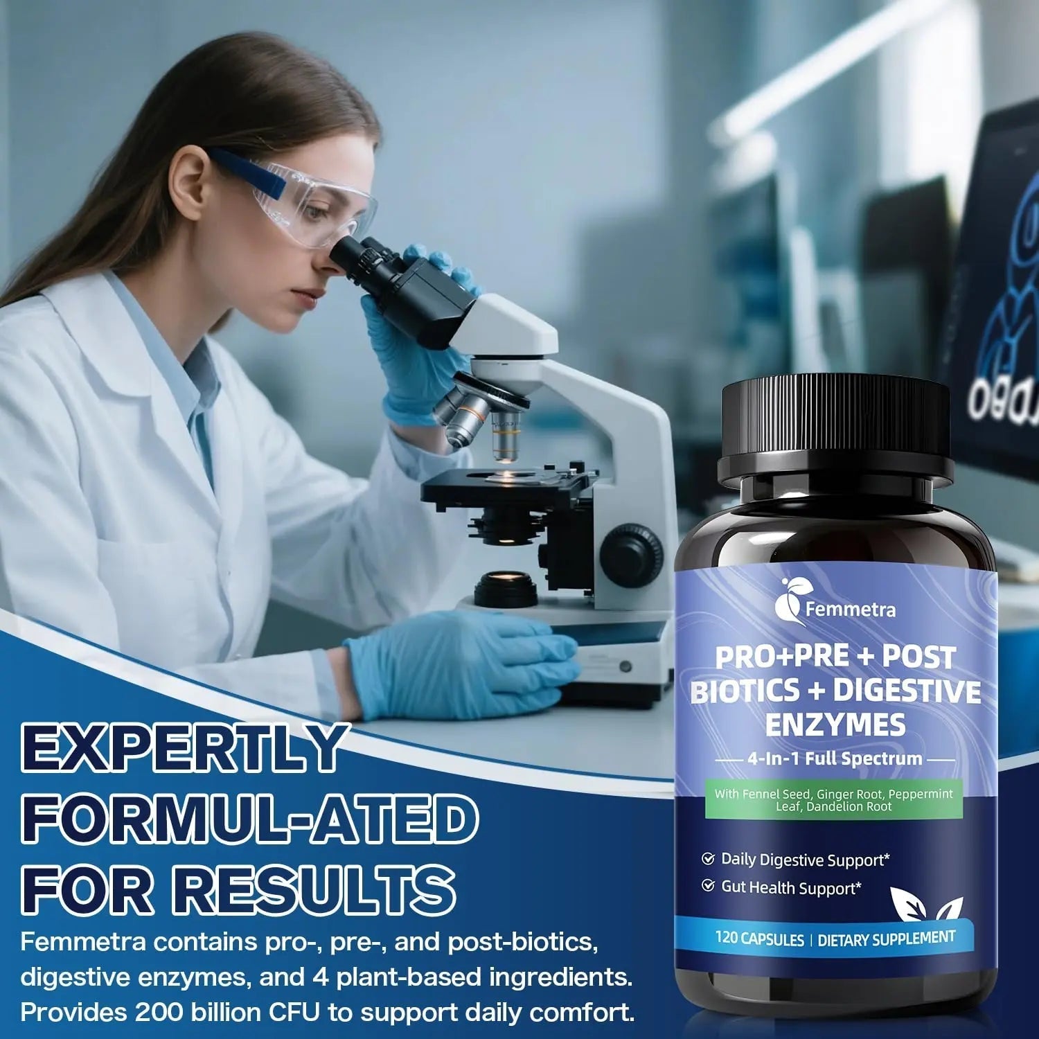 Digestive Enzymes Postbiotics Prebiotics Probiotics for Women Men, 200 Billion CFU 36 Probiotic Strains - Complete Gut, Digestive, Regularity, Gas, Bloating & Immune Support Supplement, Vegan, 60 Days - Maple Wellness Supplements