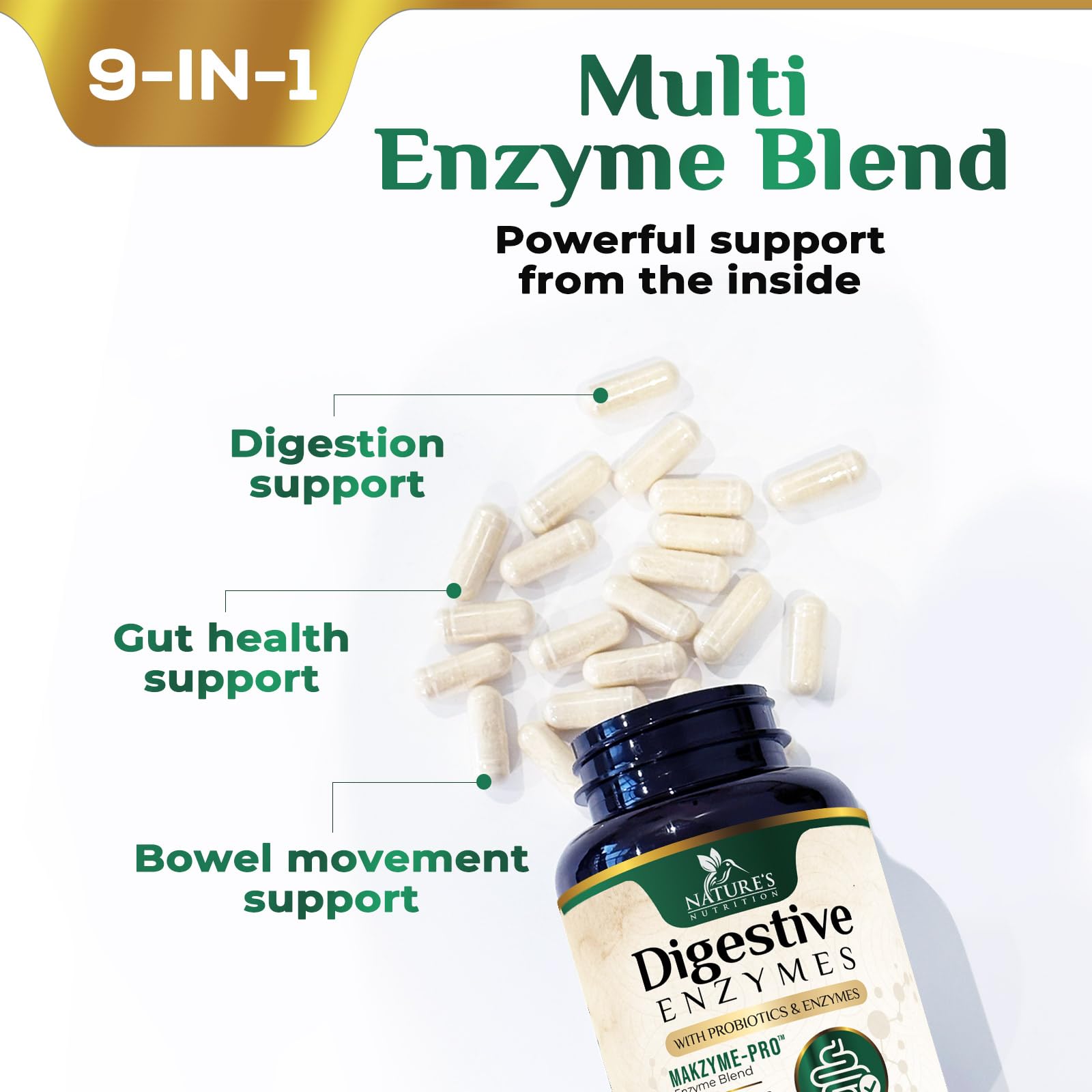 Digestive Enzymes - Super Digestive Multi Enzyme Complex for Bloating & Gut Health Support with Bromelain, Papain, Probiotics & Prebiotics - Digestion Health - Maple Wellness Supplements