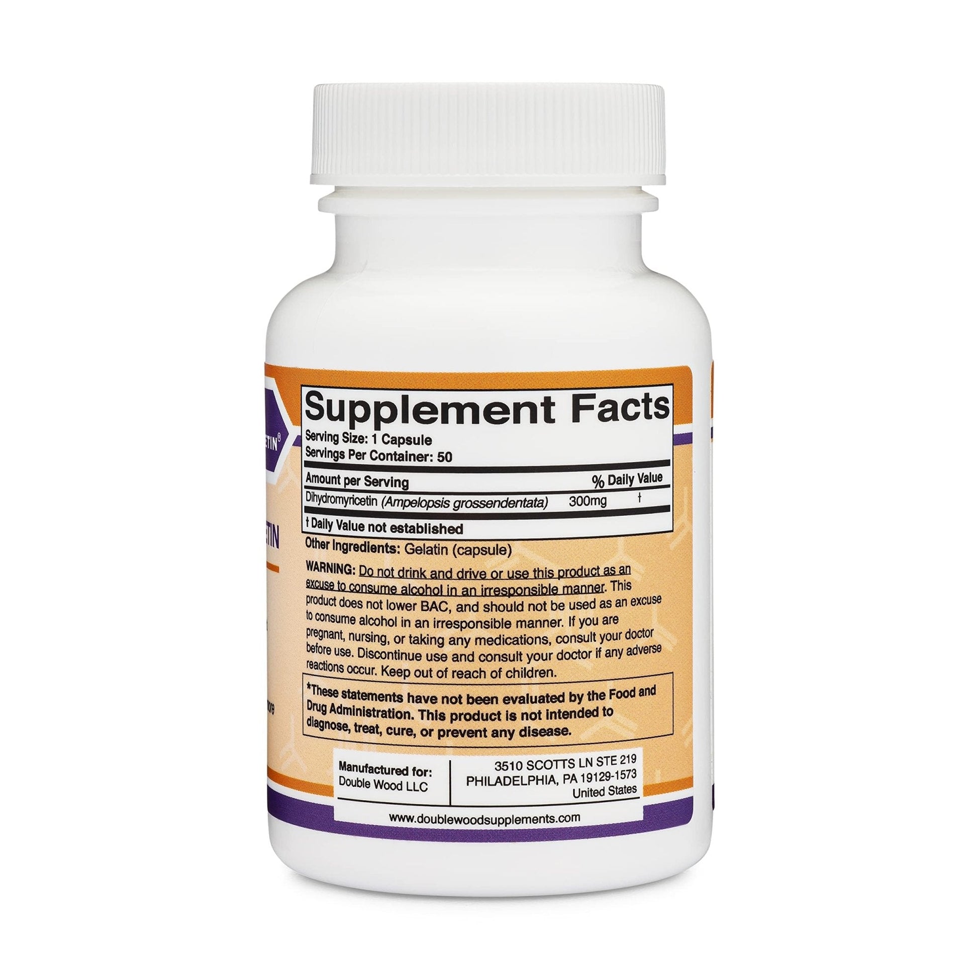 Dihydromyricetin (DHM) 50 Capsules, 300mg, Liver Support Supplement (Third Party - Maple Wellness Supplements