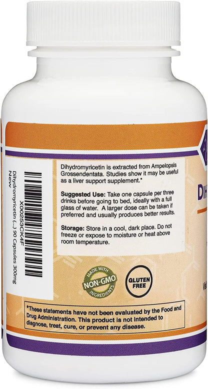 Dihydromyricetin (DHM) 50 Capsules, 300mg, Liver Support Supplement (Third Party - Maple Wellness Supplements