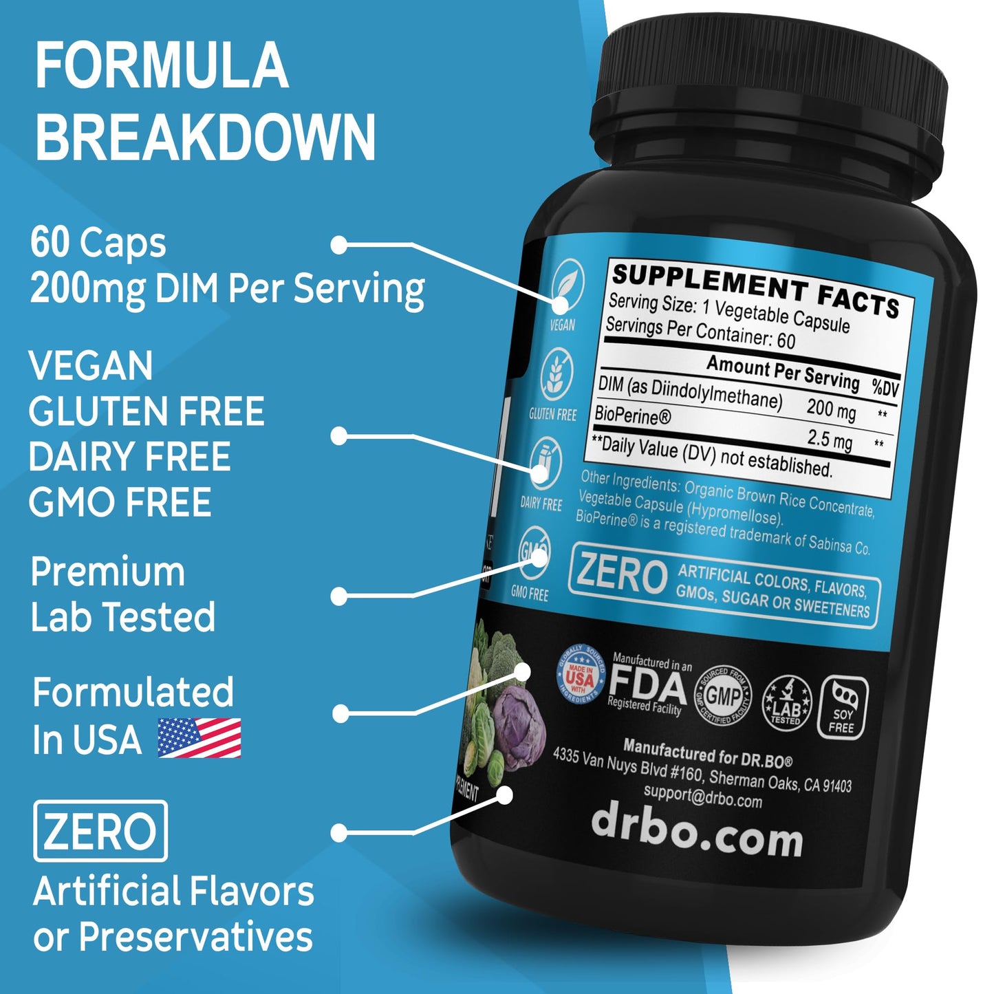 DIM Supplement for Women & Men 200mg - Androgen Estrogen Blocker for Men & Women, Hormonal Acne Pills, Hormone Balance, Menopause Support, Diindolylmethane DIM Supplement Plus BioPerine - 60 Capsules - Maple Wellness Supplements